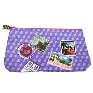 New ESTEE LAUDER Printed Travel Cosmetic Makeup Bag  2 Sided  W/Pink Luggage Tag